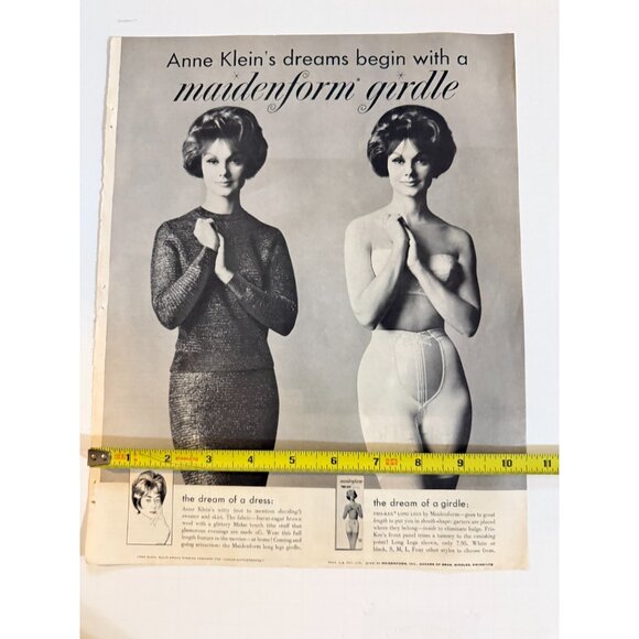 Vintage 1961 Maidenform Girdle Anne Klein Lingerie Advertisement Print Ad - Picture 3 of 3